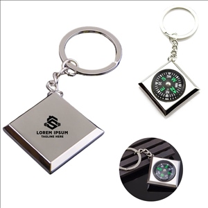 Metal Silver Compass Keyring